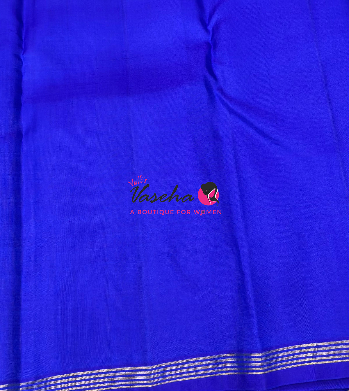 Pure Kanchipuram Silk Saree - Mayil Butta Border - Blue Shade - VVPS006