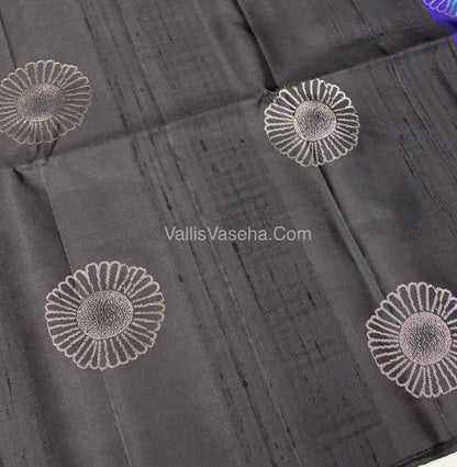 Pure Soft Silk Saree - Dupion Weaving - Black & Peacock Blue Shade - VVPSS065