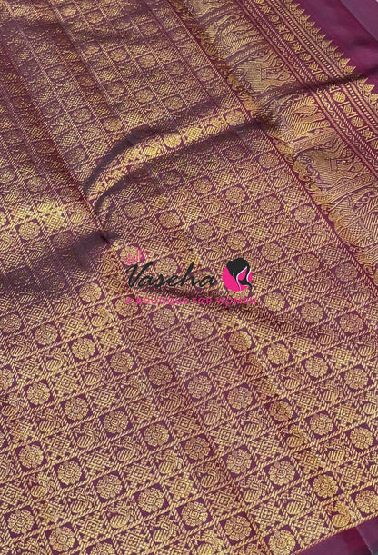 Pure Kanchipuram Silk Saree - Pazhum Pazhamum Checks - VVPS017