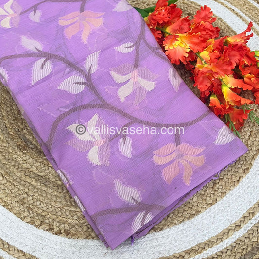 Semi Raw Silk with Jamdhani Design Weaving - Lilac / Light Lavendar shade VVRS001