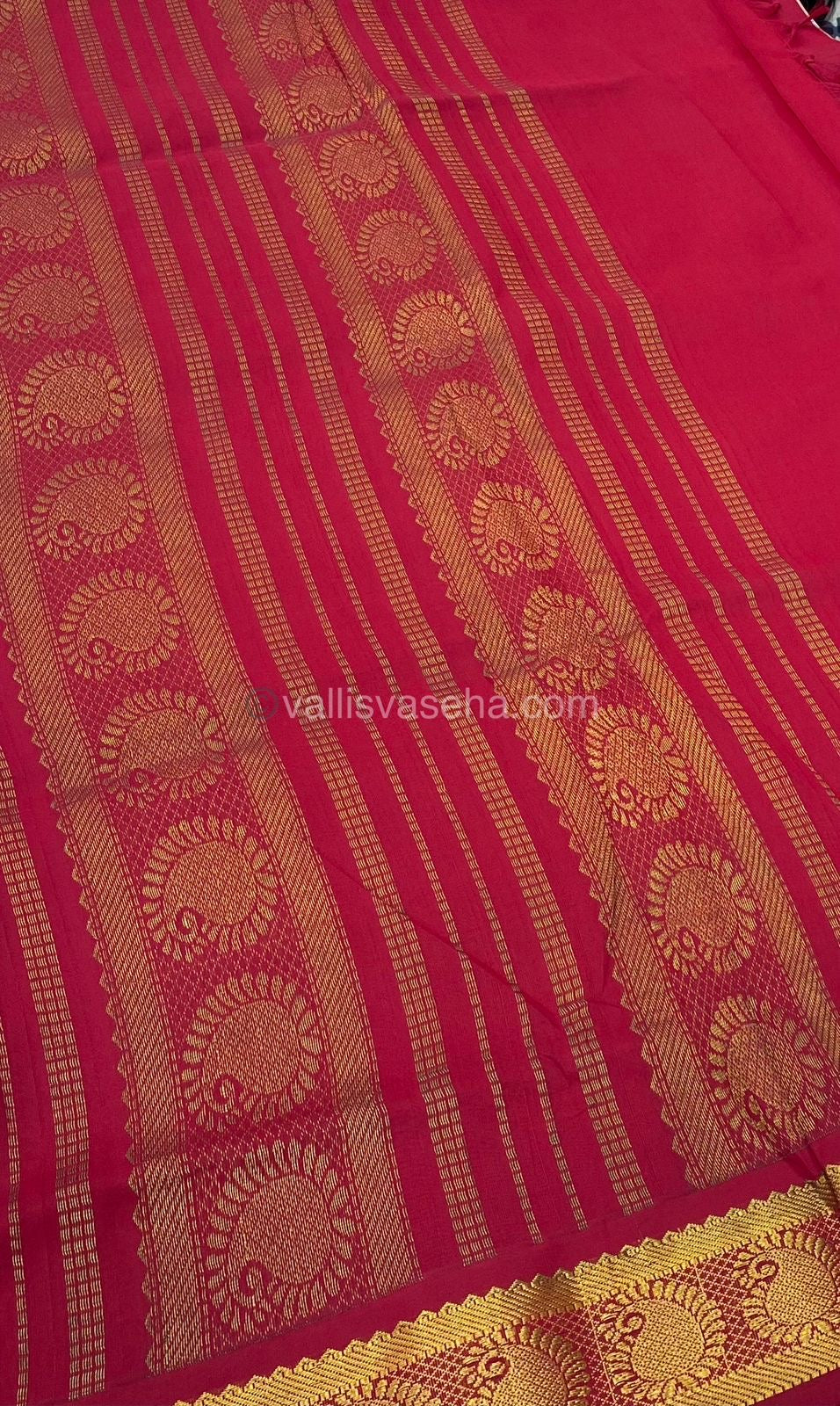 Semi Silk Cotton Saree - Greyish Green & Merunish Red Combo - VVSSC001