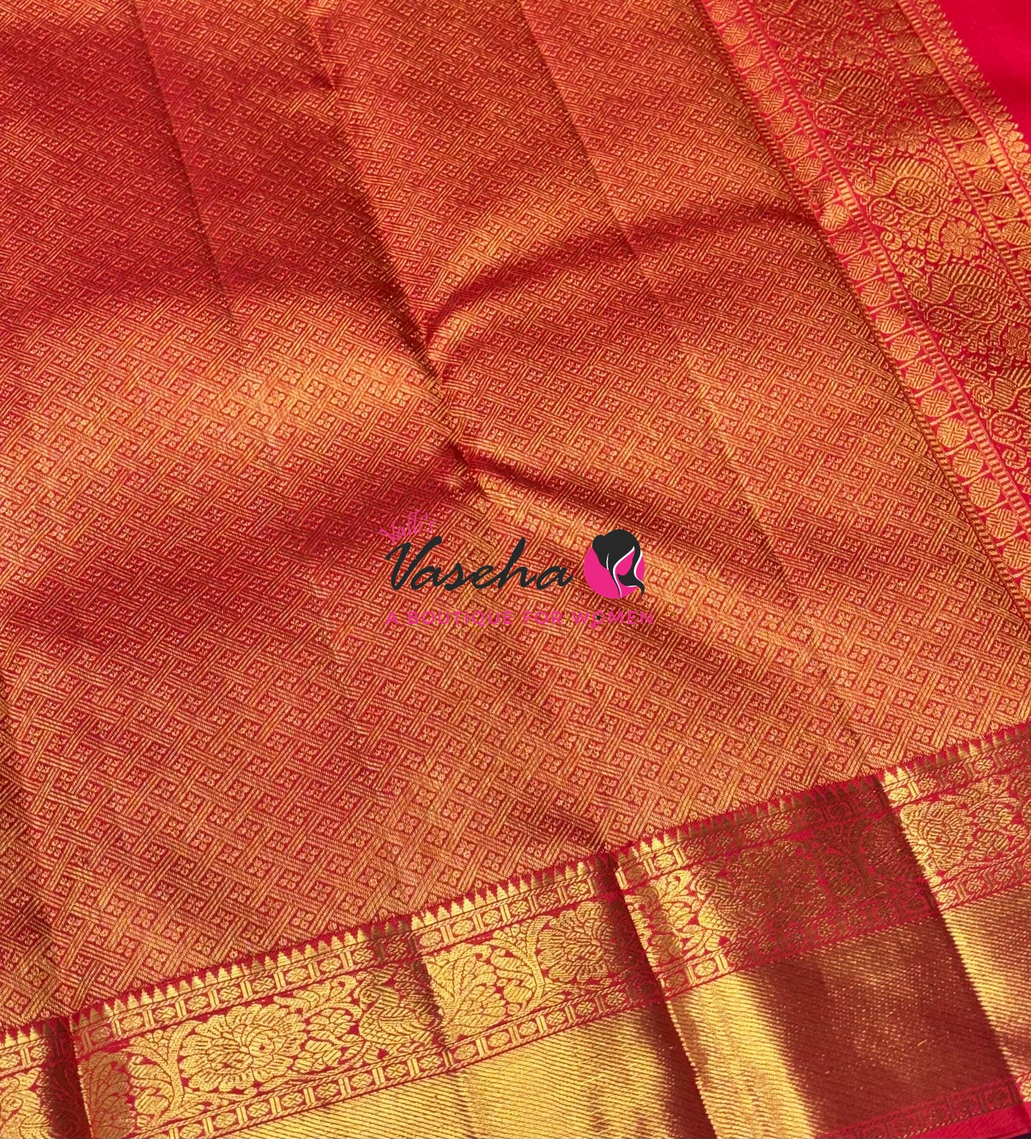 Pure Kanchipuram Silk Saree - Red Shade  - VVPS067