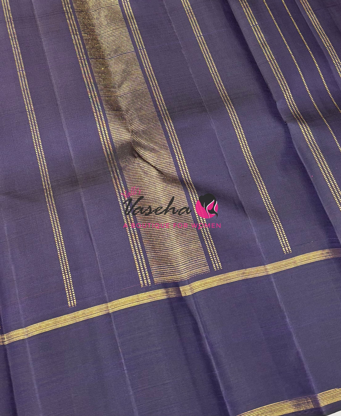 Pure Vintage Korvai Kanchipuram Silk Saree - Pink/Orange & Navy Blue Combo - VVPS069