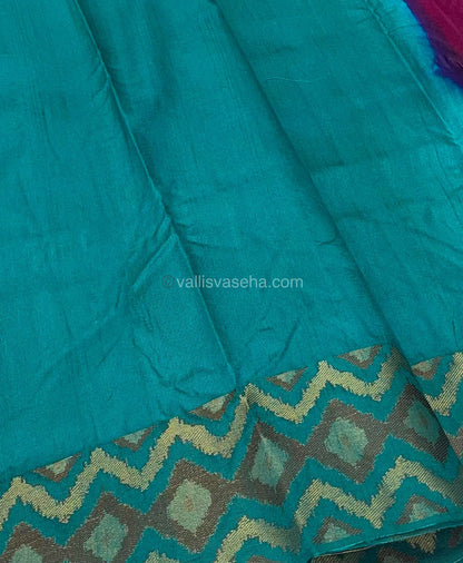 Bamboo Silk Saree  - Purplish Pink With Blue Shade - VVBSS001