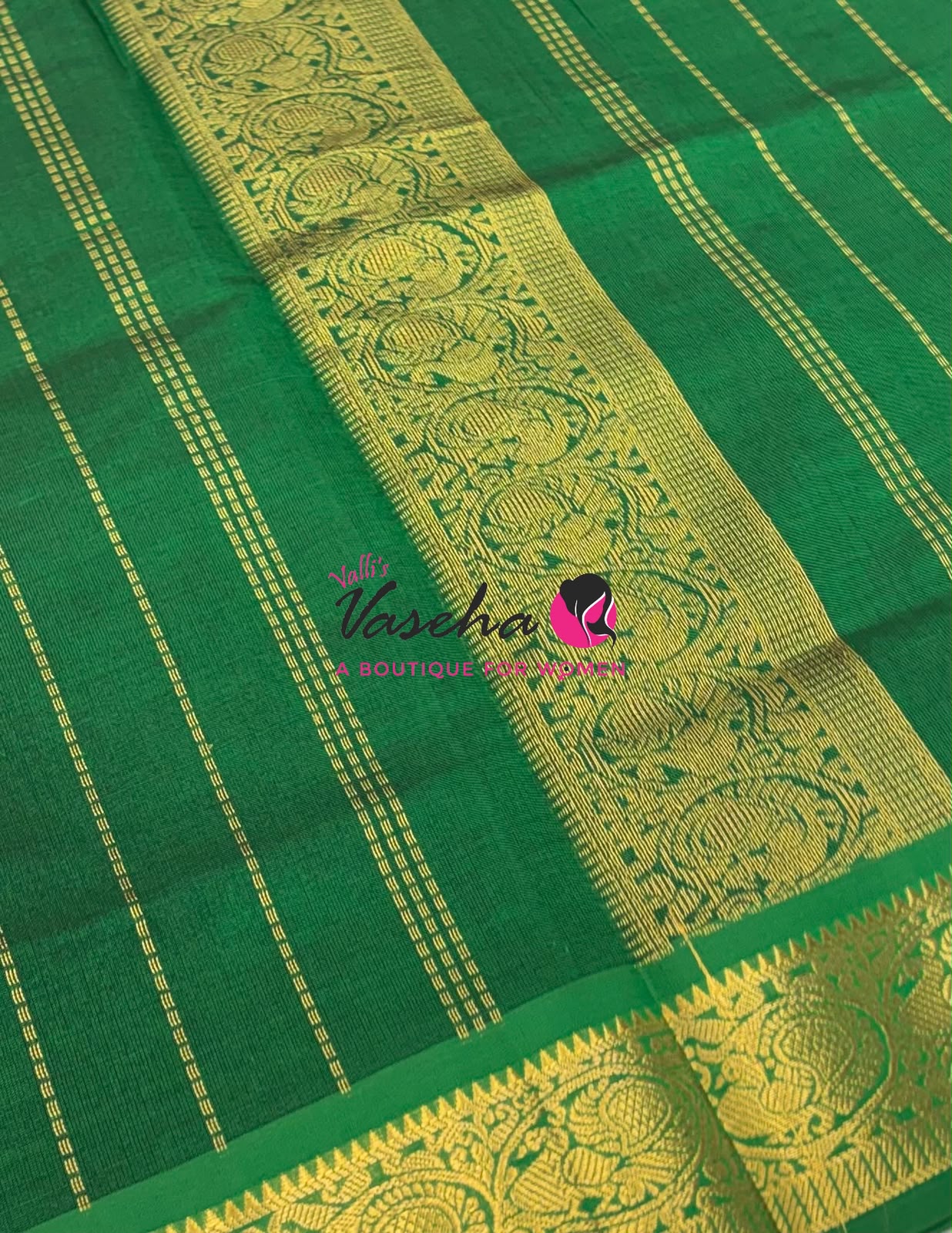 Semi Silk Cotton Saree - Small Round with Zari Butta  -  VVSSC014