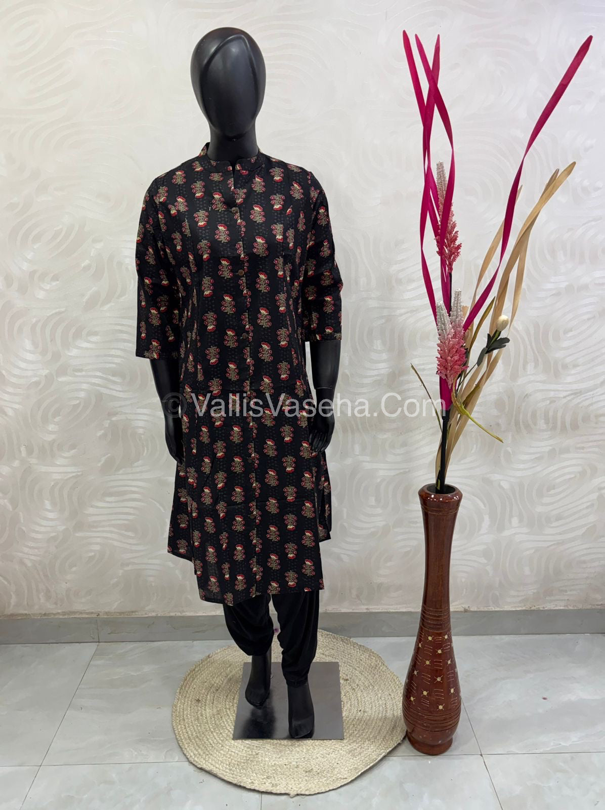 Slub Cotton -  Printed Kurti -  A - Line Cut - VVALK002