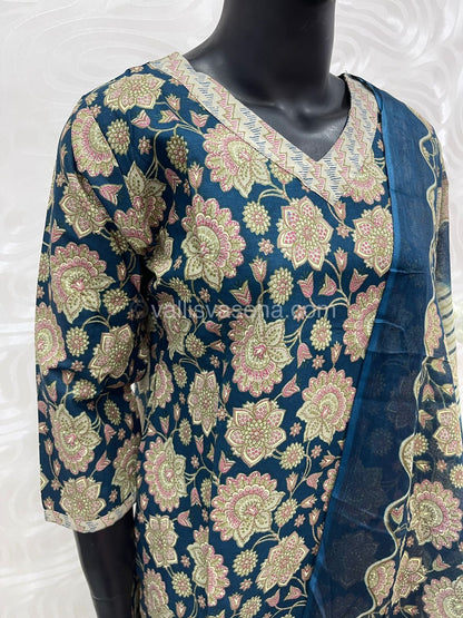 Ready Made - Semi Patiyala 3(pc) Set - Printed Cotton - VVRSP001