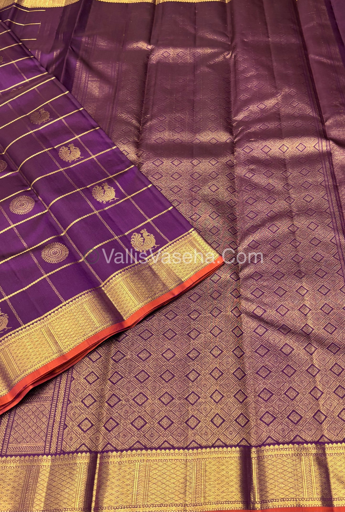 Pure Kanchipuram Silk Saree - Purple Shade - VVPS027