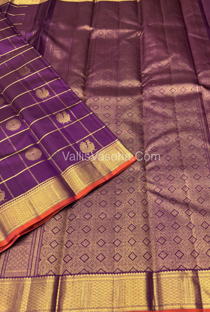 Pure Kanchipuram Silk Saree - Purple Shade - VVPS027