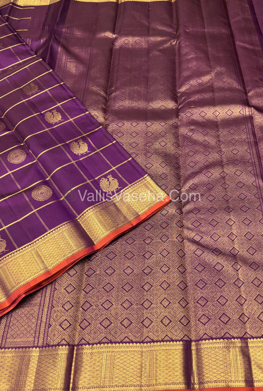 Pure Kanchipuram Silk Saree - Purple Shade - VVPS027