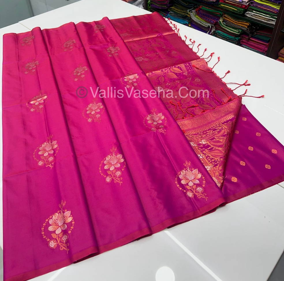 Semi Soft Silk - Border less  - Pink Shade -VVSSS007