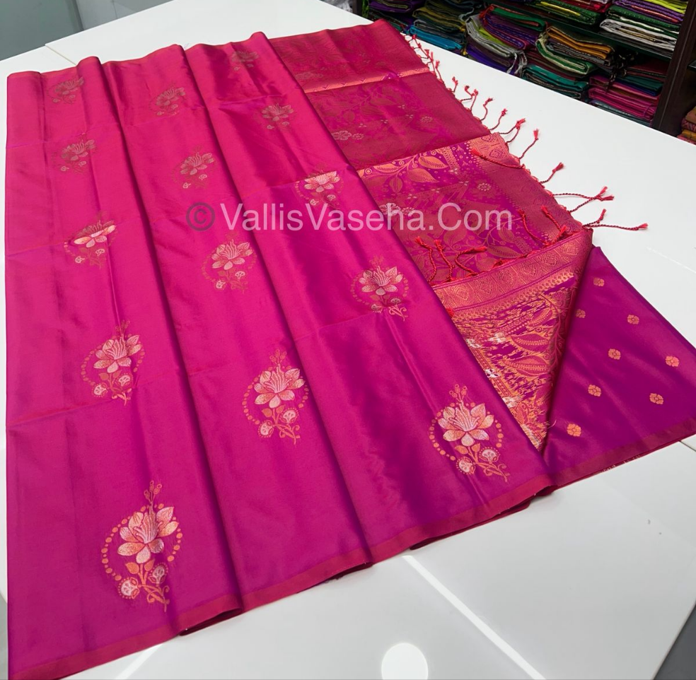Semi Soft Silk - Border less  - Pink Shade -VVSSS007