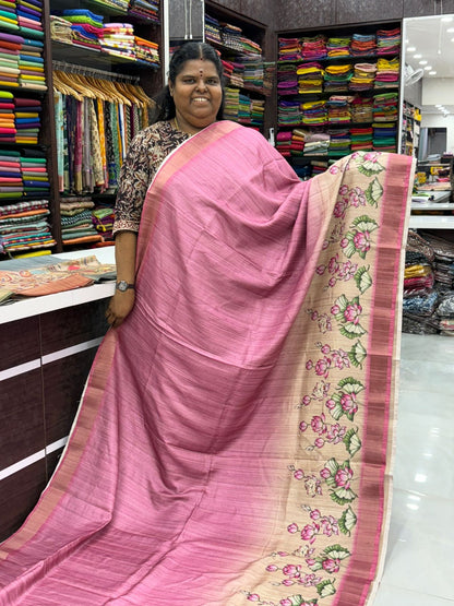 Semi Tussar with beautiful Prints - Pink Shade - VVST001