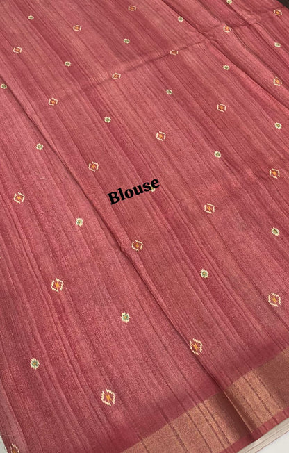 Semi Tussar with beautiful Prints - Onion Pink Shade - VVST001