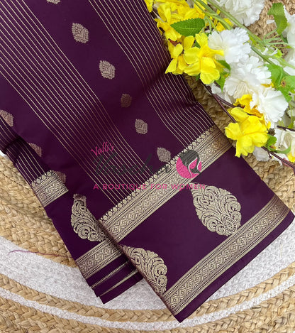 Semi Kanchi Silk - Vairavoosi Butta - VVSKS004 - Wine Shade