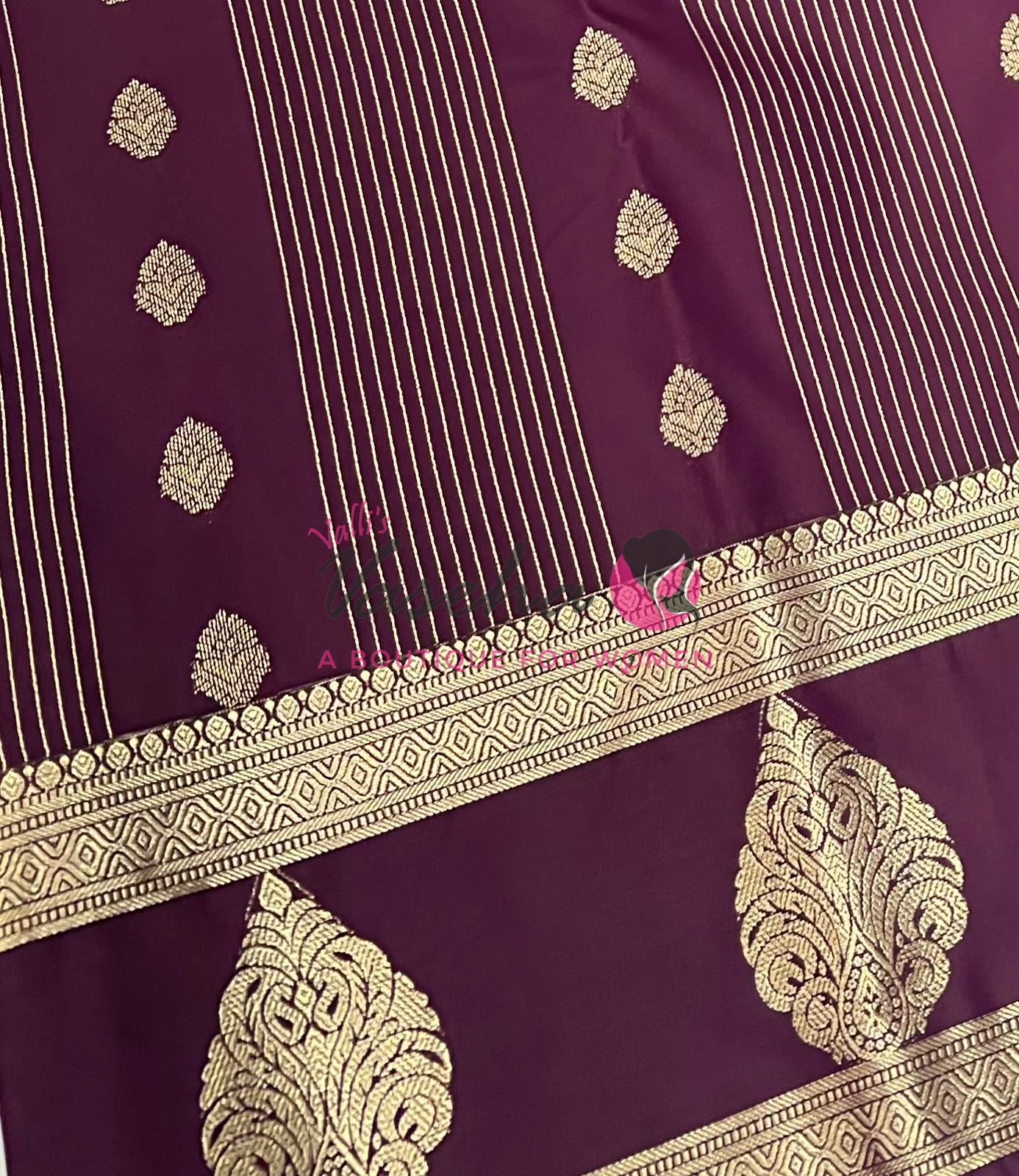 Semi Kanchi Silk - Vairavoosi Butta - VVSKS004 - Wine Shade