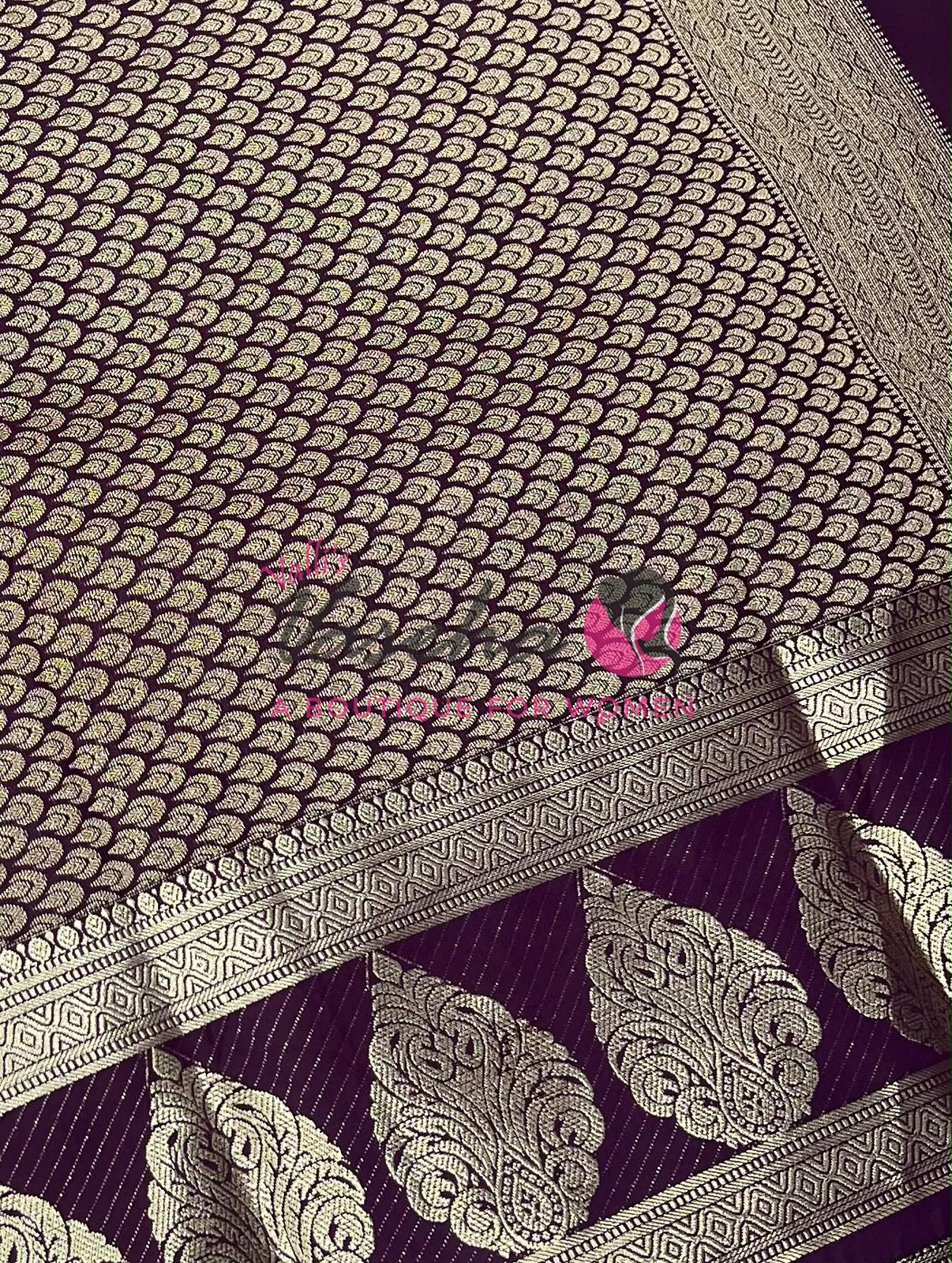 Semi Kanchi Silk - Vairavoosi Butta - VVSKS004 - Wine Shade