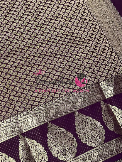 Semi Kanchi Silk - Vairavoosi Butta - VVSKS004 - Wine Shade