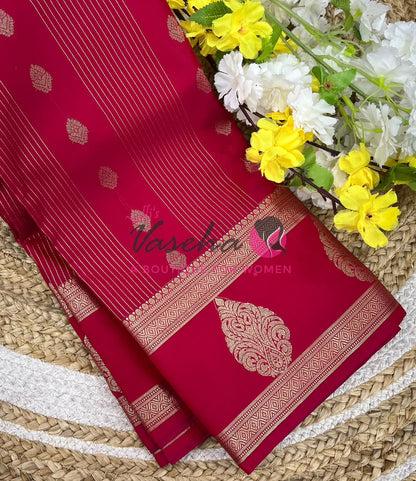 Semi Kanchi Silk - Vairavoosi Butta - VVSKS004 - Pinkish Red Shade