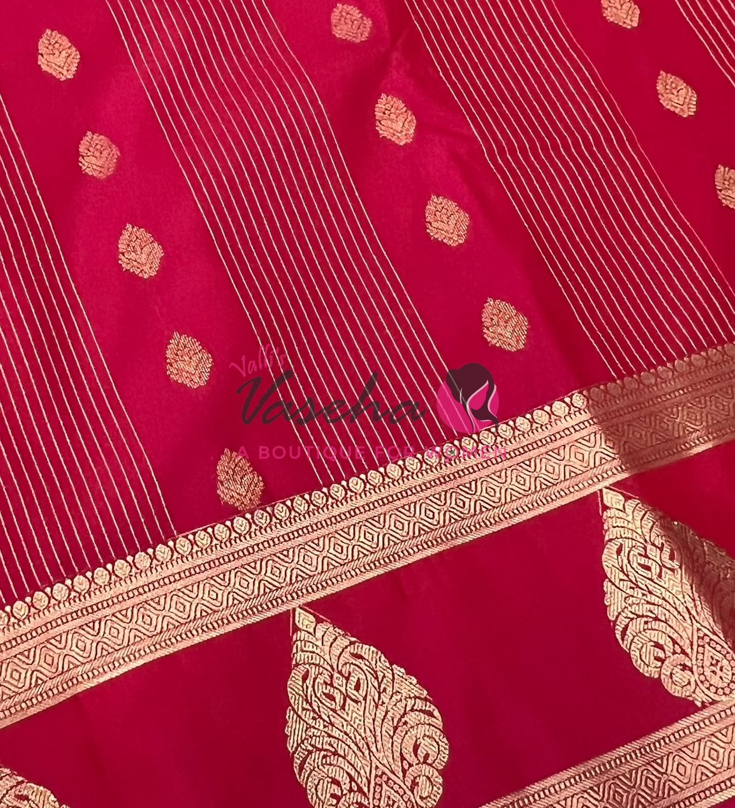 Semi Kanchi Silk - Vairavoosi Butta - VVSKS004 - Pinkish Red Shade
