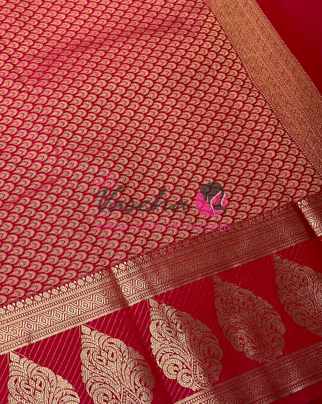 Semi Kanchi Silk - Vairavoosi Butta - VVSKS004 - Pinkish Red Shade