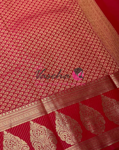 Semi Kanchi Silk - Vairavoosi Butta - VVSKS004 - Pinkish Red Shade