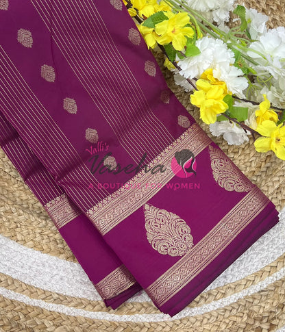 Semi Kanchi Silk - Vairavoosi Butta - VVSKS004 - purplish pink Shade