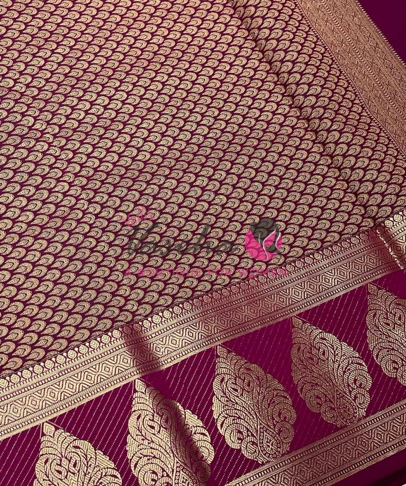 Semi Kanchi Silk - Vairavoosi Butta - VVSKS004 - purplish pink Shade