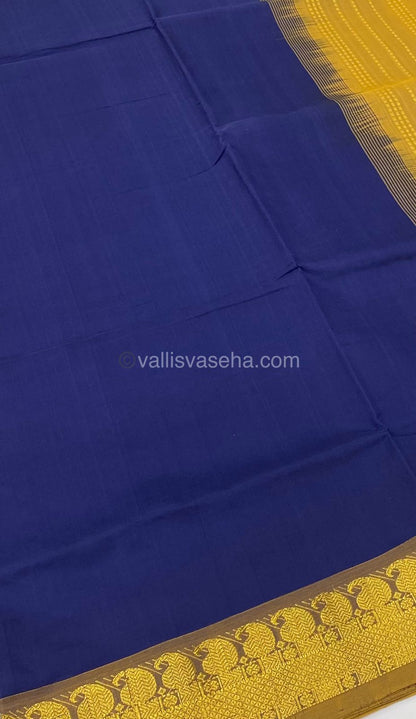 Semi Silk Cotton Saree - Blue & Mustard Combo - VVSSC001