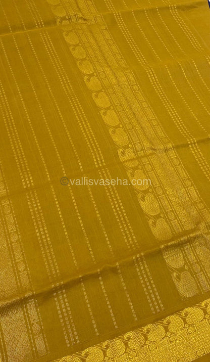 Semi Silk Cotton Saree - Blue & Mustard Combo - VVSSC001