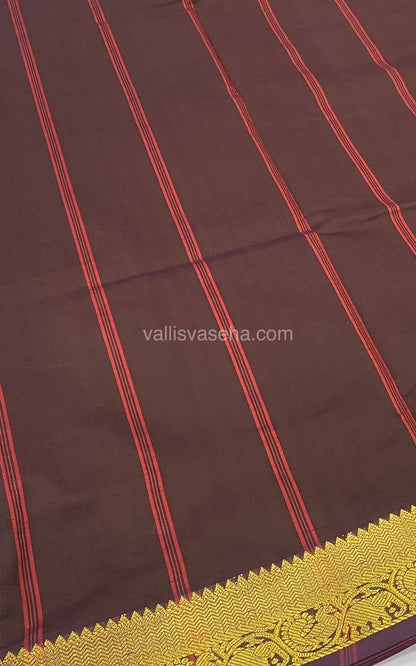 Semi Silk Cotton Saree - Rust mixed Red & Brown Combo - VVSSC001