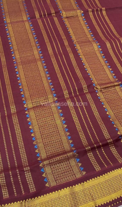 Semi Silk Cotton Saree - Blue & Brown Combo - VVSSC001