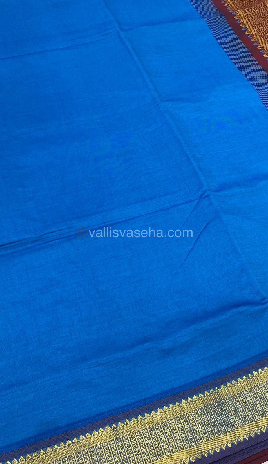 Semi Silk Cotton Saree - Blue & Brown Combo - VVSSC001