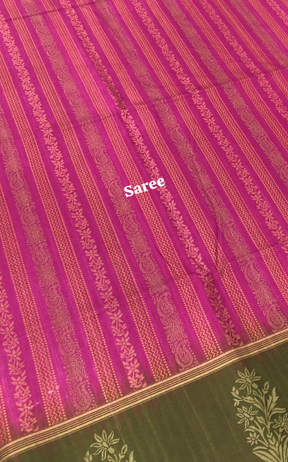 Semi Chappa Silk - Pink & Green - VVSC002