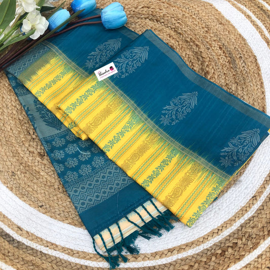 Semi Chappa Silk - Yellow & Blue - VVSC002