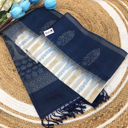 Semi Chappa Silk - White & Blue - VVSC002