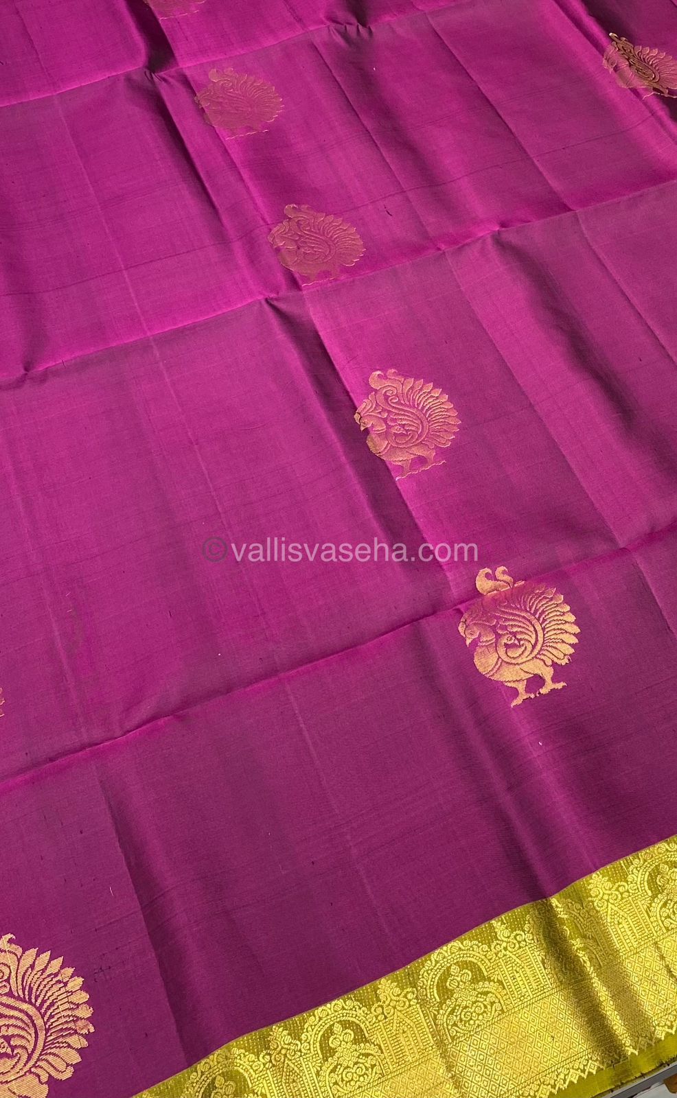 Pure Soft Silk Saree - Pinkish Purple With Mehandi Green Combo - VVPSS015