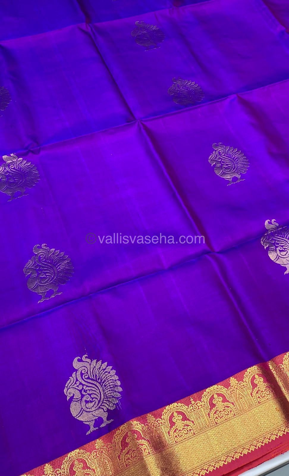 Pure Soft Silk Saree - Purple With Peach Combo - VVPSS015