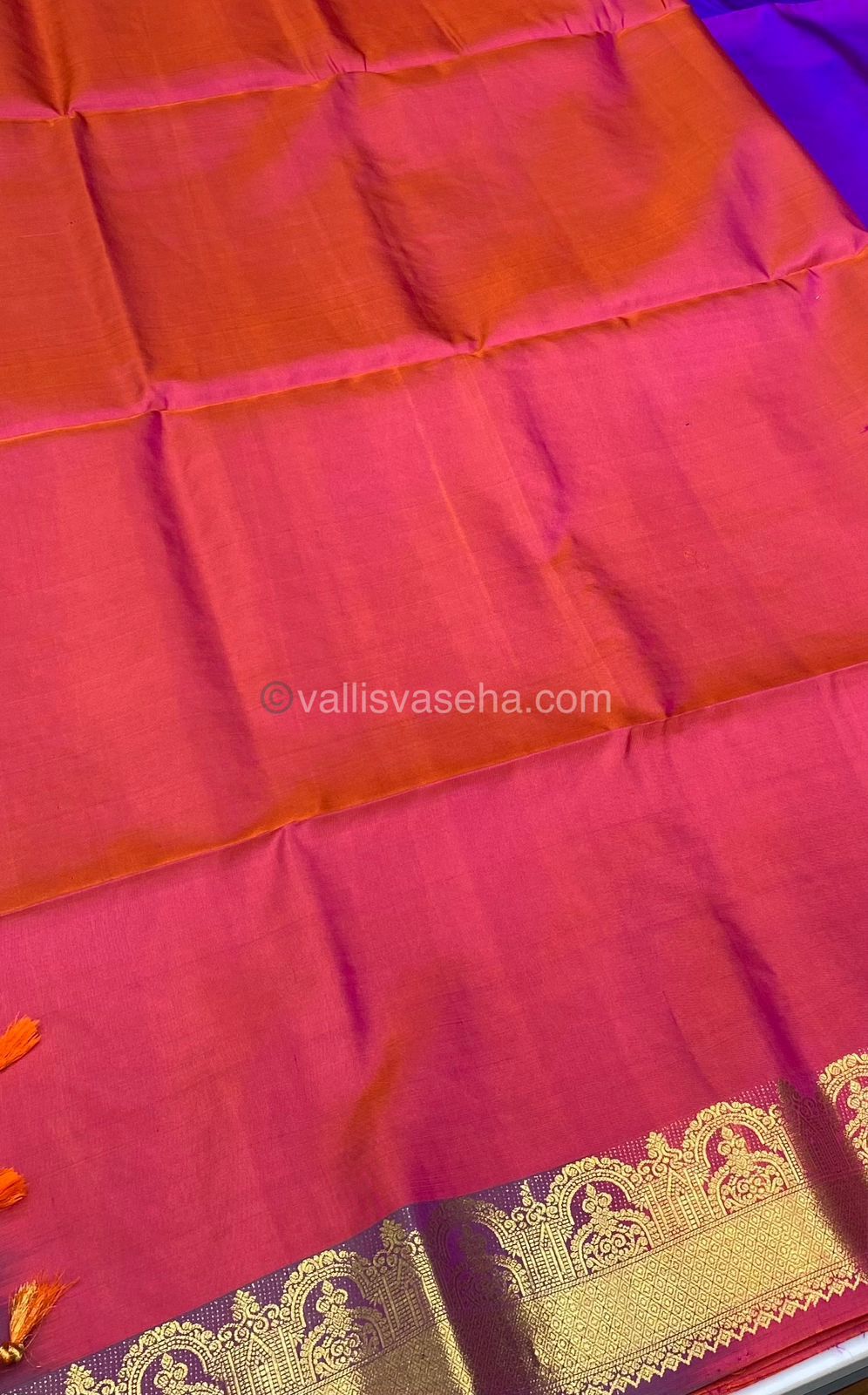 Pure Soft Silk Saree - Purple With Peach Combo - VVPSS015