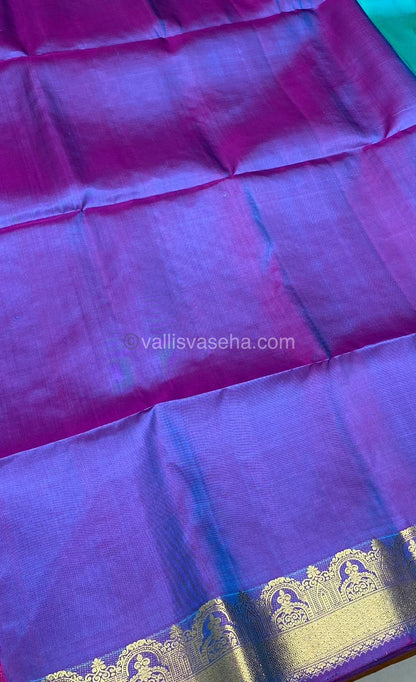 Pure Soft Silk Saree - Blue With Purple Combo - VVPSS015