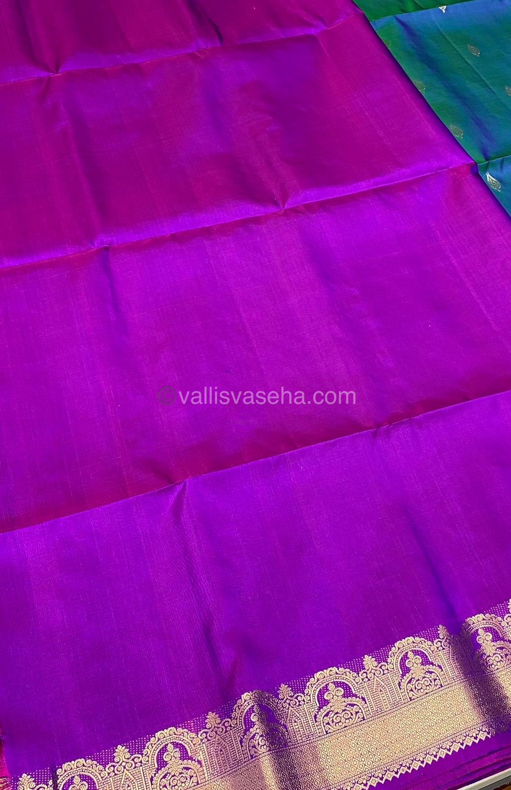 Pure Soft Silk Saree - Double tone Blue With Purple Combo - VVPSS015