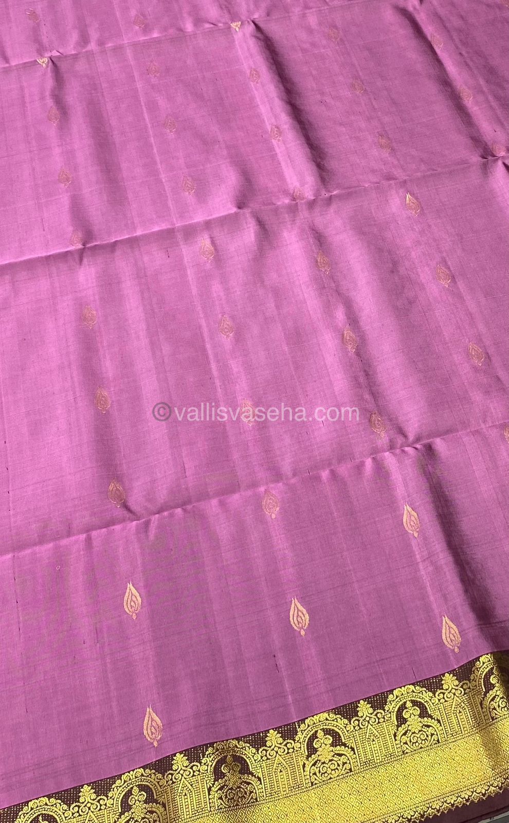 Pure Soft Silk Saree - Onion Pink With Brown Combo - VVPSS015