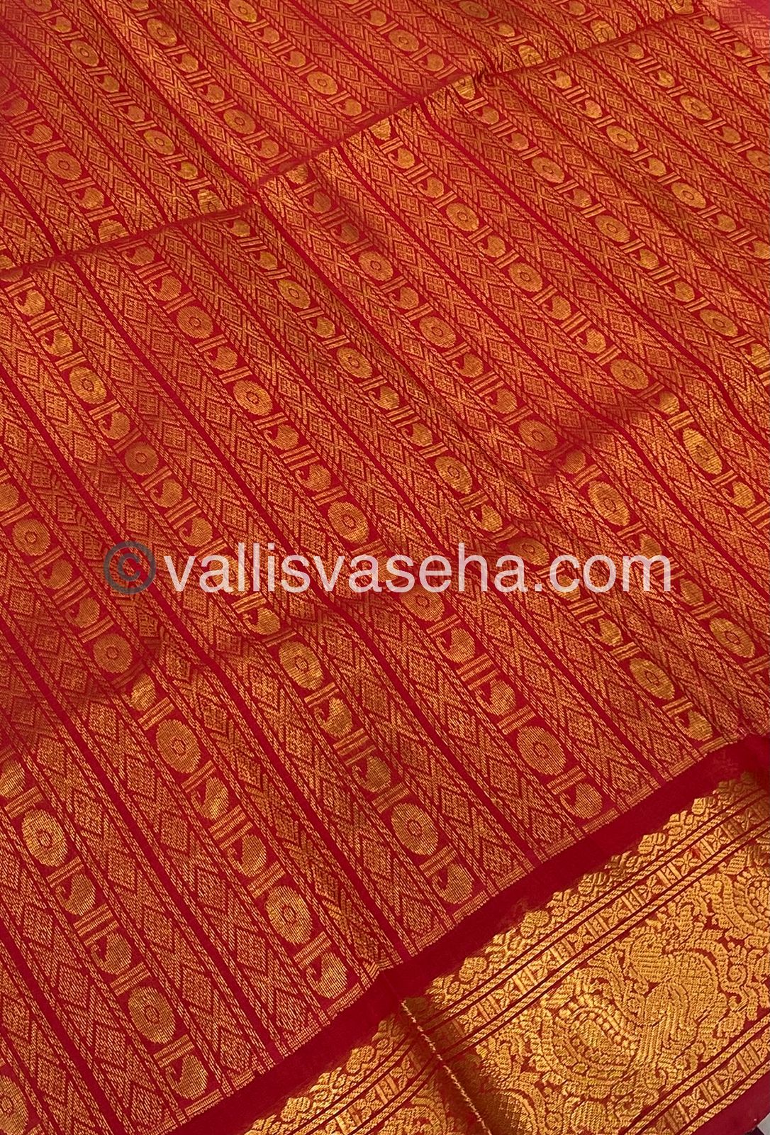 Pure Silk Cotton Saree - Blue with Red  - Lakshadeepam Design - VVPLD001