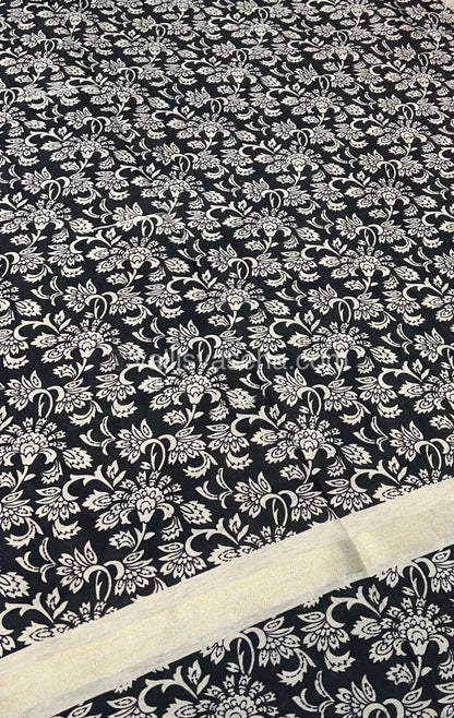 Kalamkari Fancy Cotton - Semi Silk Mixed - Merun with Black - VVKFC001