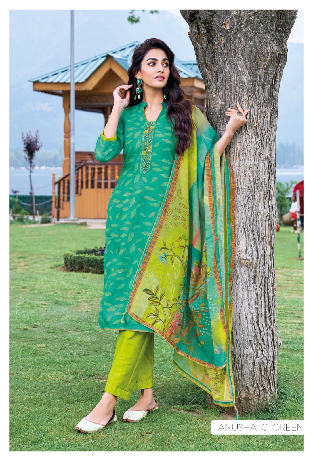 Salwar Material - Embroidered - Linen Mixed Cotton - VVUSM001