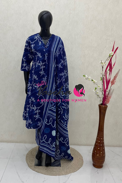 Ready Made | Anarkali Set  |Salwar, Kameez & Duppatta(3pc)|Cotton |VVRMS039