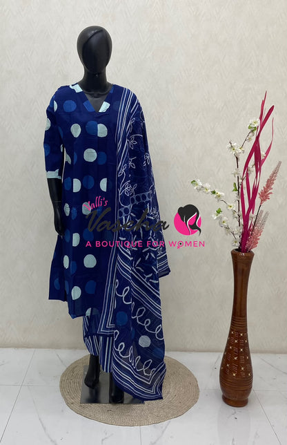 Ready Made | Anarkali Set  |Salwar, Kameez & Duppatta(3pc)|Cotton |VVRMS039