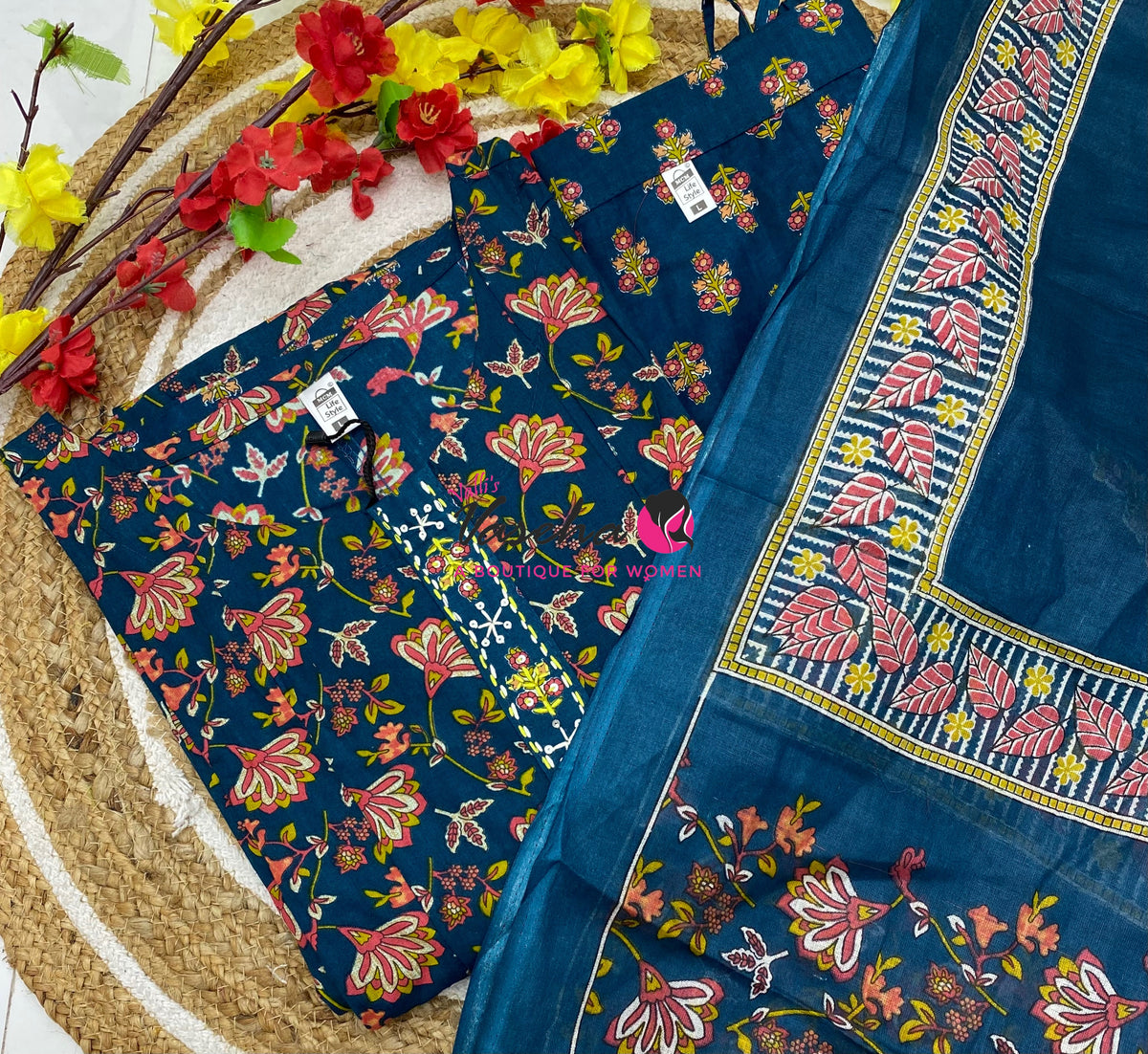 Ready Made - Anarkali - Salwar, Kameez & Duppatta(3pc)- Printed Cotton - VVAS013