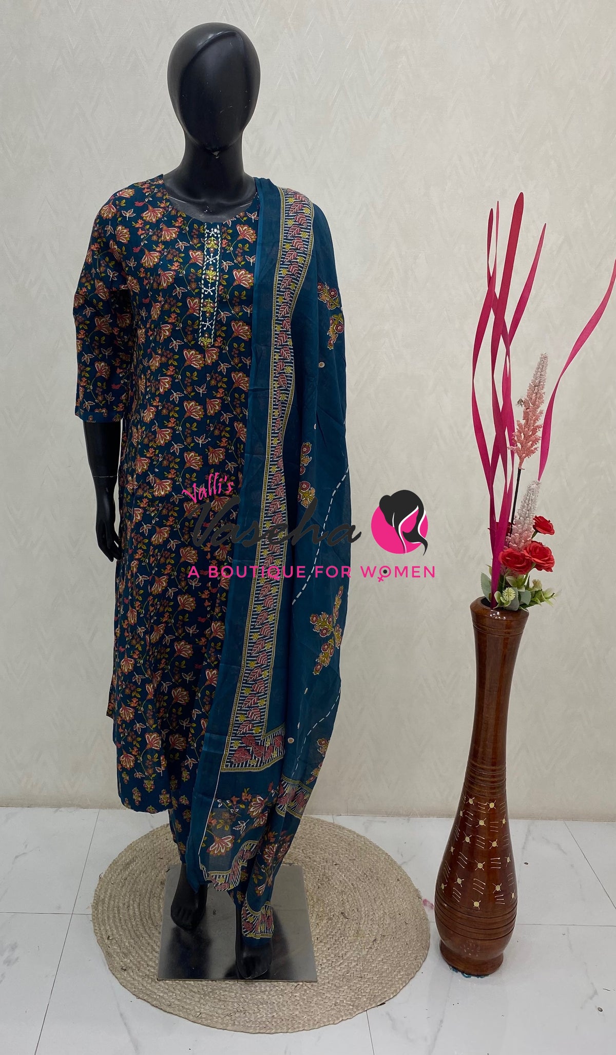Ready Made - Anarkali - Salwar, Kameez & Duppatta(3pc)- Printed Cotton - VVAS013