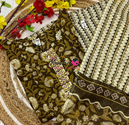 Ready Made - Anarkali - Salwar, Kameez & Duppatta(3pc)- Printed Cotton - VVAS013